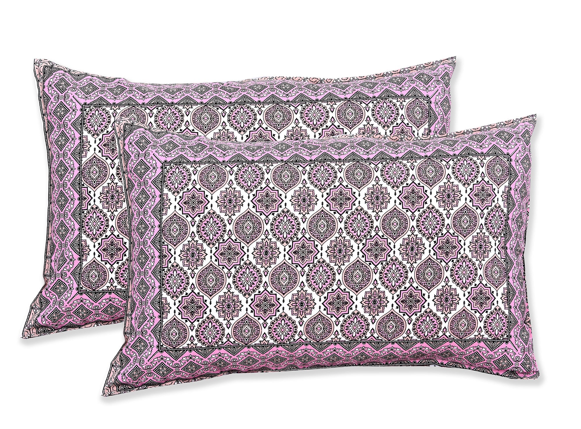Gulabi Chhaon Hand Block Printed Cotton King Bedsheet Set | 90×108 | 240 TC