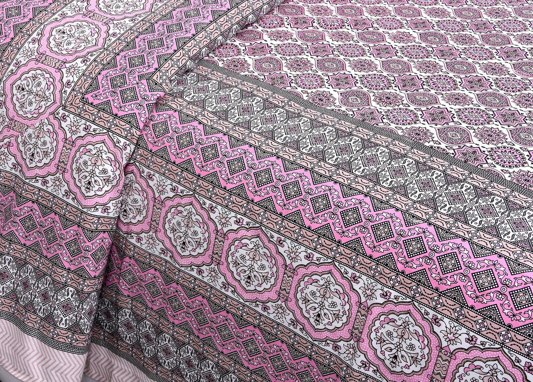 Gulabi Chhaon Hand Block Printed Cotton King Bedsheet Set | 90×108 | 240 TC