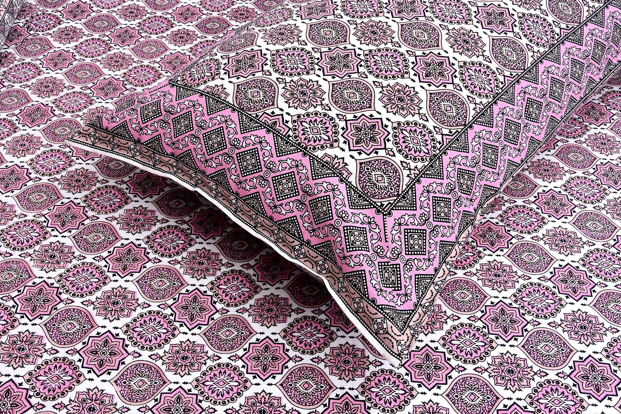 Gulabi Chhaon Hand Block Printed Cotton King Bedsheet Set | 90×108 | 240 TC