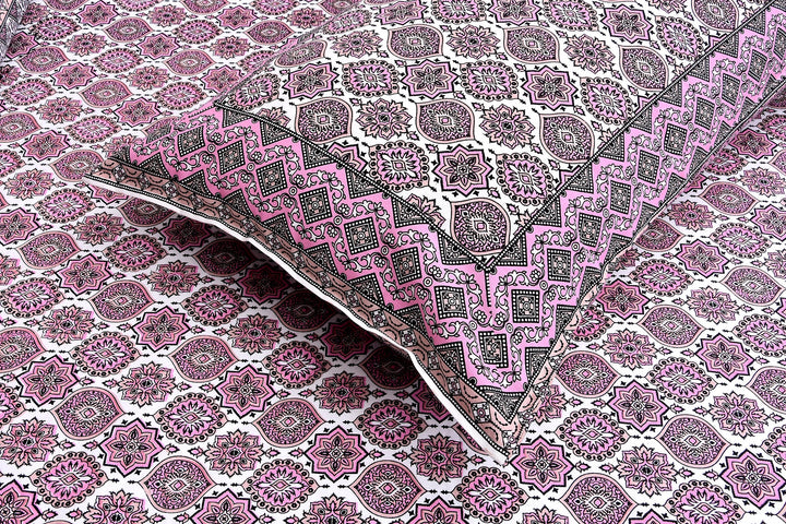 Gulabi Chhaon Hand Block Printed Cotton King Bedsheet Set | 90×108 | 240 TC