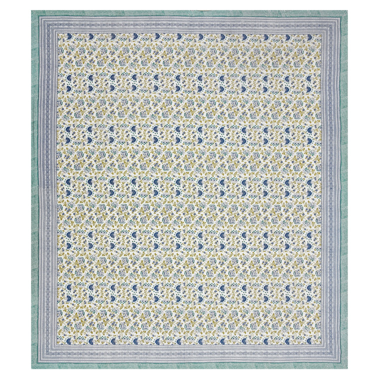 Blue Shalimar Jaal Hand Block Printed Cotton King Bedsheet Set | 90×108 | 240 TC