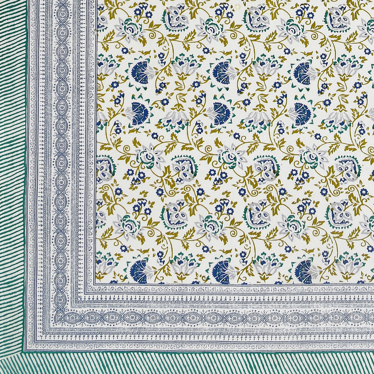 Blue Shalimar Jaal Hand Block Printed Cotton King Bedsheet Set | 90×108 | 240 TC