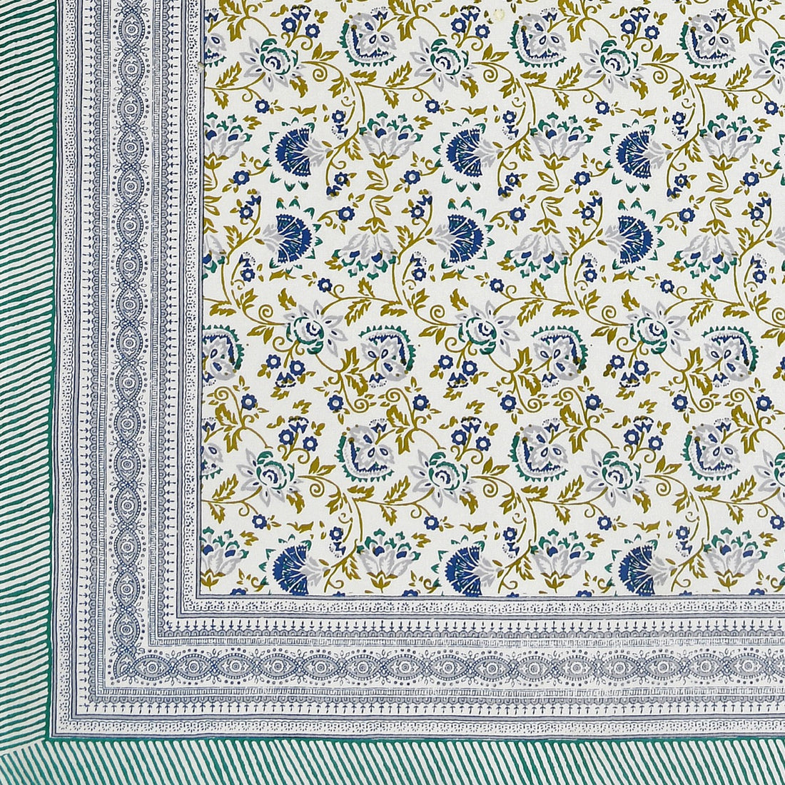 Blue Shalimar Jaal Hand Block Printed Cotton King Bedsheet Set | 90×108 | 240 TC