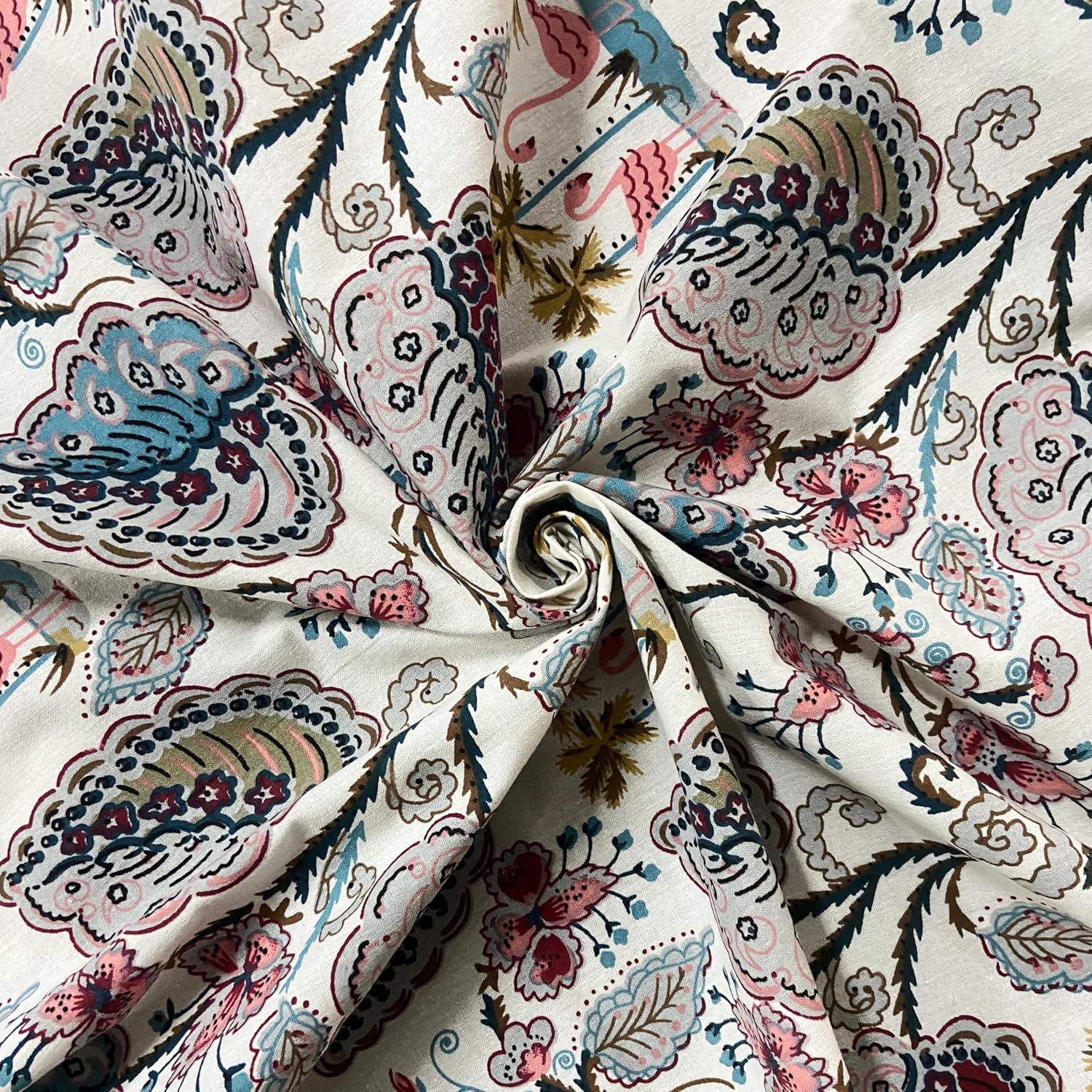 Flamingo Petal Elastic Cotton Fitted King Bedsheet (78×72×8 Inch) with 2 Pillow Covers (18×28 Inch) | Soft & Cozy Bedding
