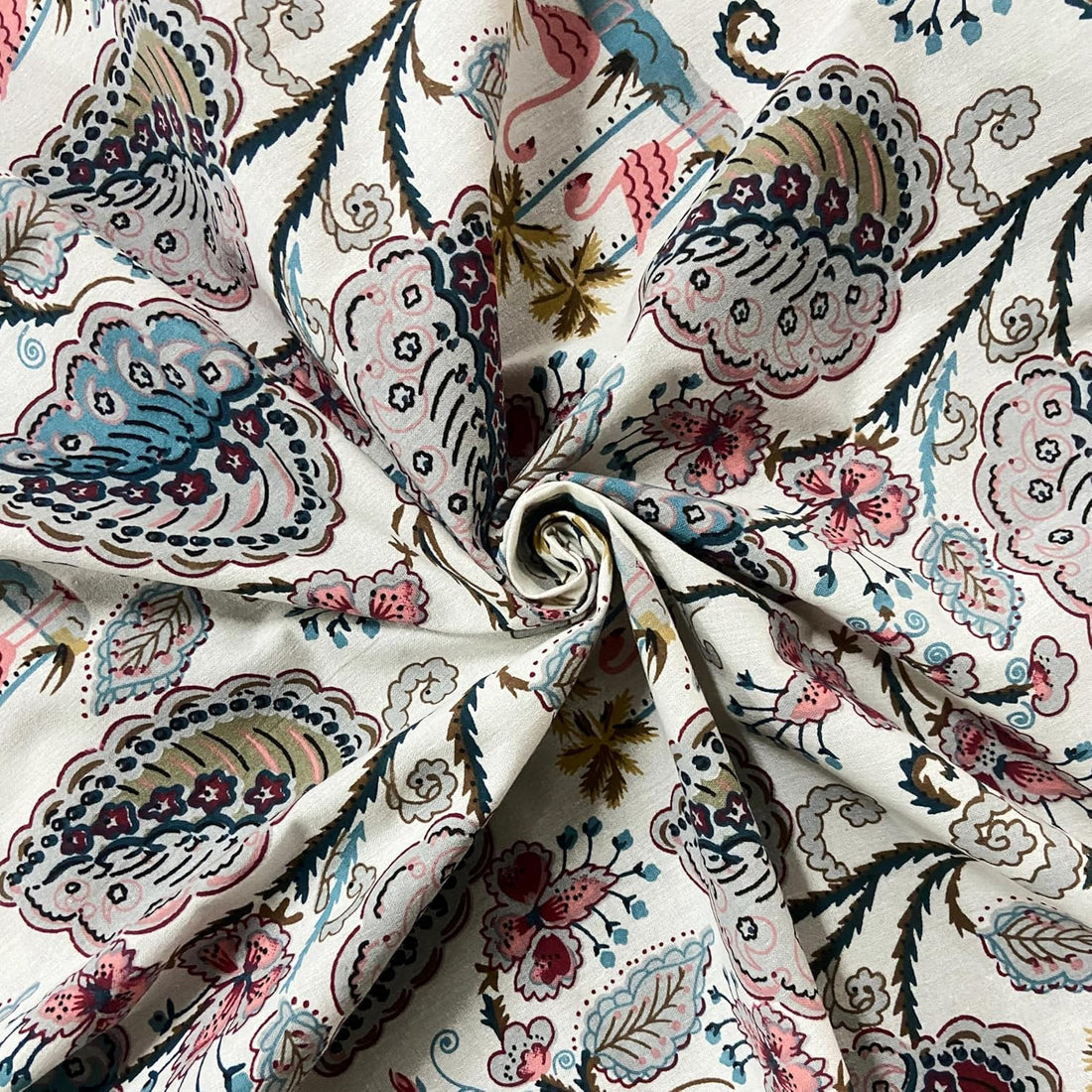 Flamingo Petal Elastic Cotton Fitted King Bedsheet (78×72×8 Inch) with 2 Pillow Covers (18×28 Inch) | Soft & Cozy Bedding