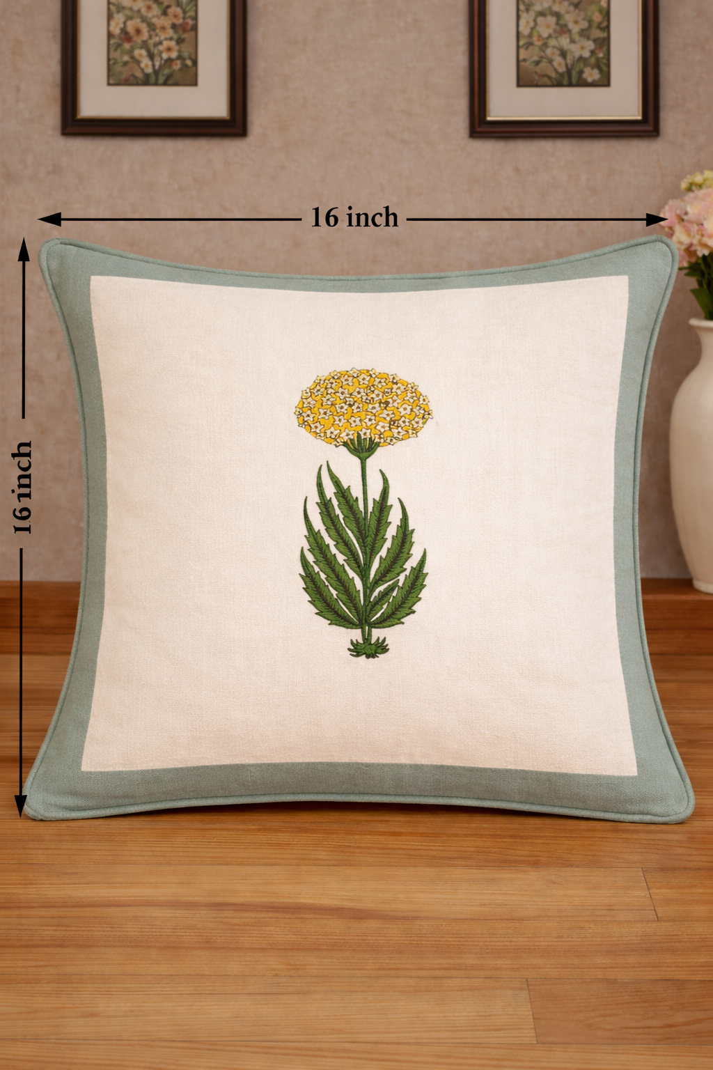 Florance Bloom Cushion Covers 16x16 Inches Pack of 5 | Jaipuri Hand Block Print Cotton Pillow Covers | Soft 300 TC Decorative Throw Cushion Cover Set