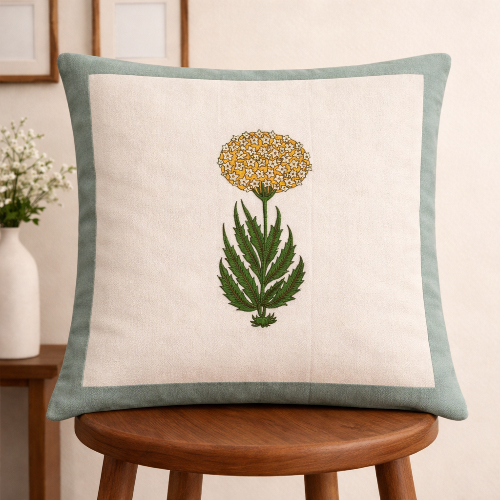 Florance Bloom Cushion Covers 16x16 Inches Pack of 5 | Jaipuri Hand Block Print Cotton Pillow Covers | Soft 300 TC Decorative Throw Cushion Cover Set