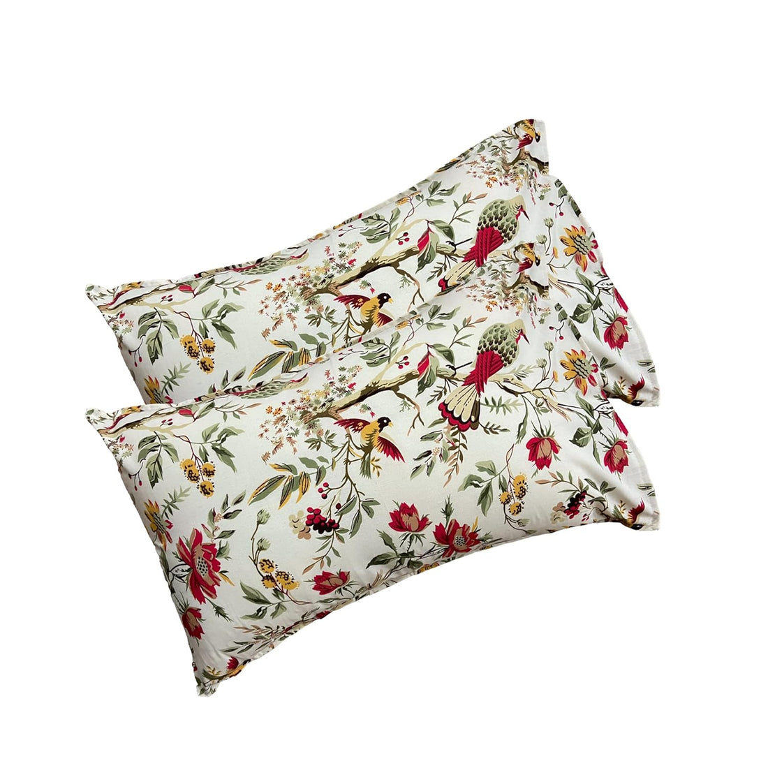 Flying Petal Elastic Cotton Fitted King Bedsheet (78×72×8 Inch) with 2 Pillow Covers (18×28 Inch) | Soft & Cozy Bedding