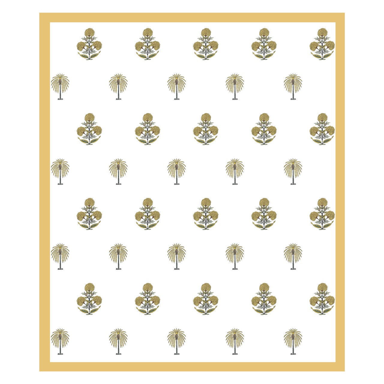 Golden Heaven Hand Block Printed Cotton King Bedsheet Set | 90x108 | 240 TC