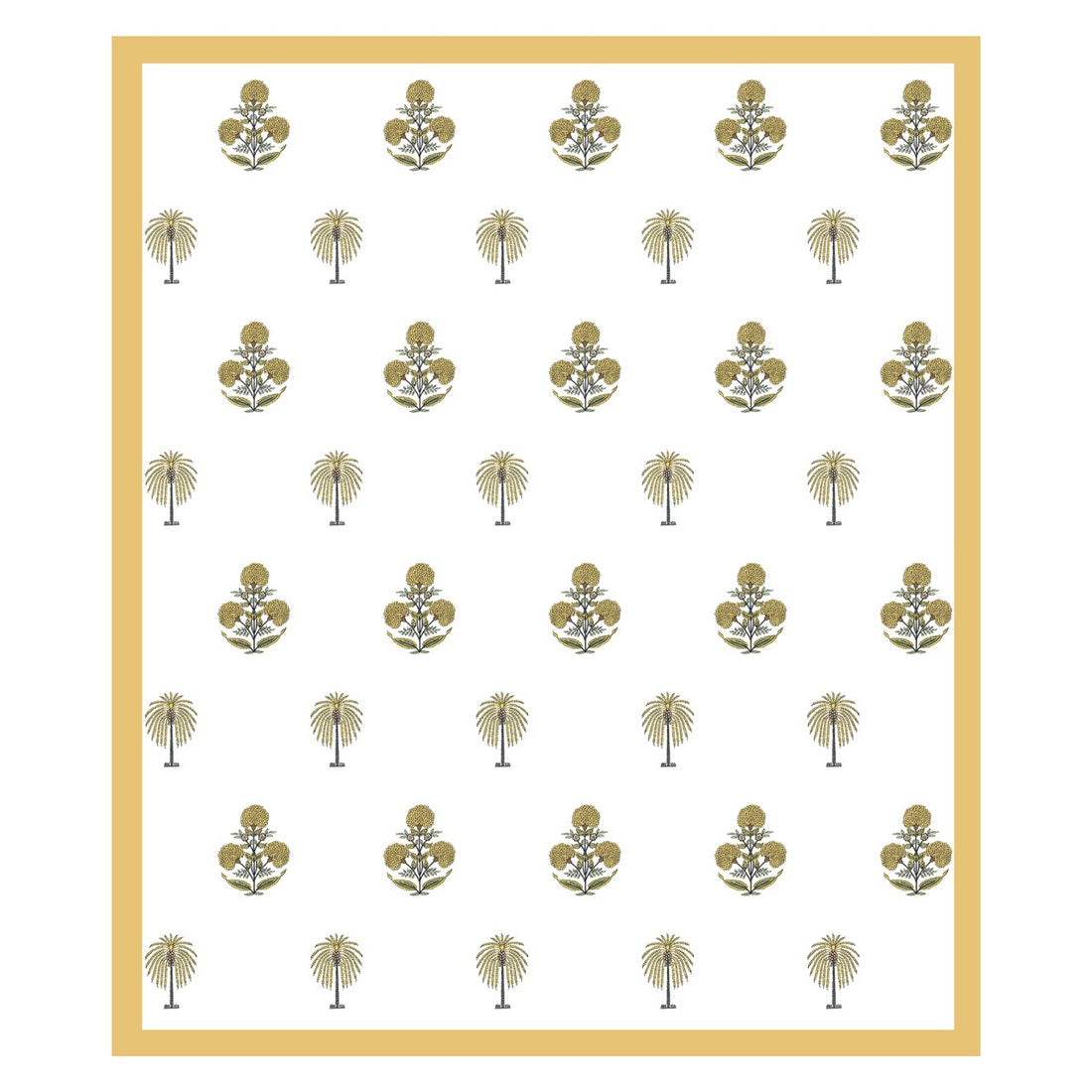 Golden Heaven Hand Block Printed Cotton King Bedsheet Set | 90x108 | 240 TC