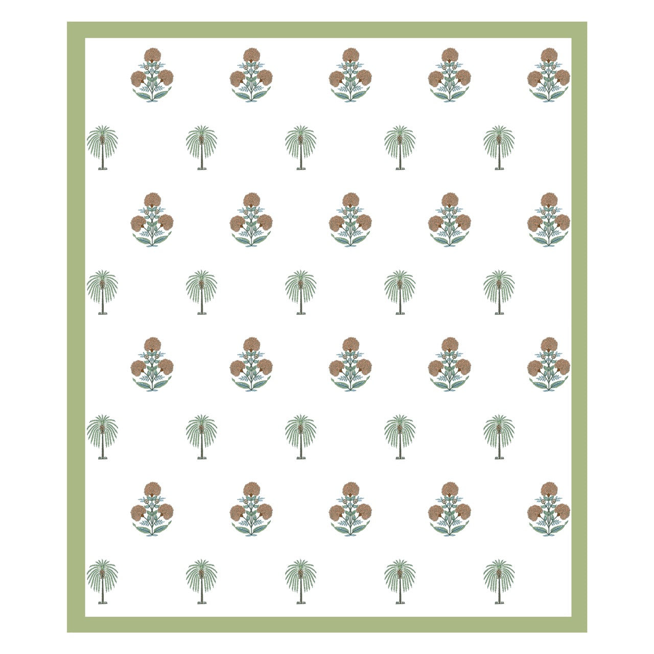 Green Heaven Hand Block Printed Cotton King Bedsheet Set | 90x108 | 240 TC