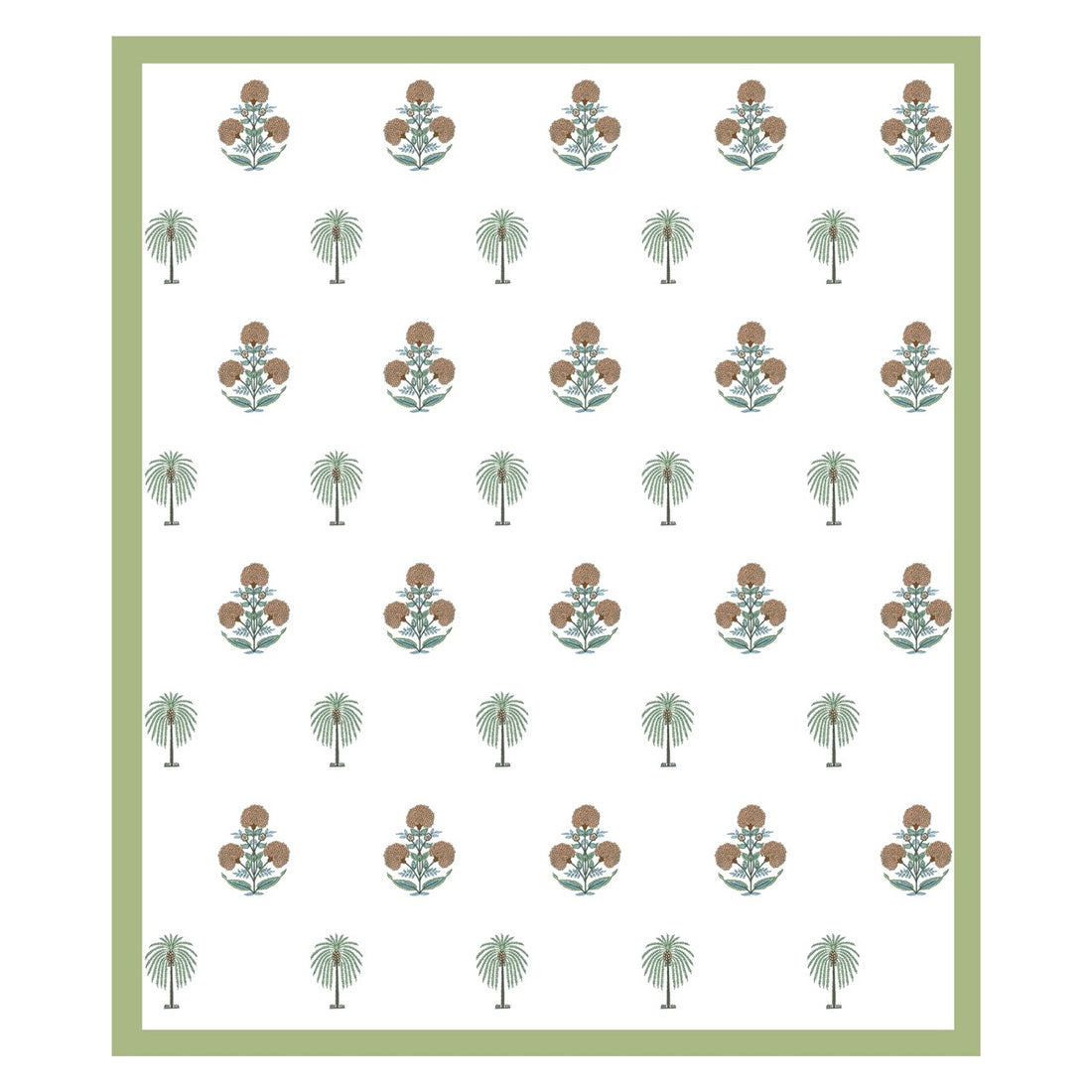 Green Heaven Hand Block Printed Cotton King Bedsheet Set | 90x108 | 240 TC