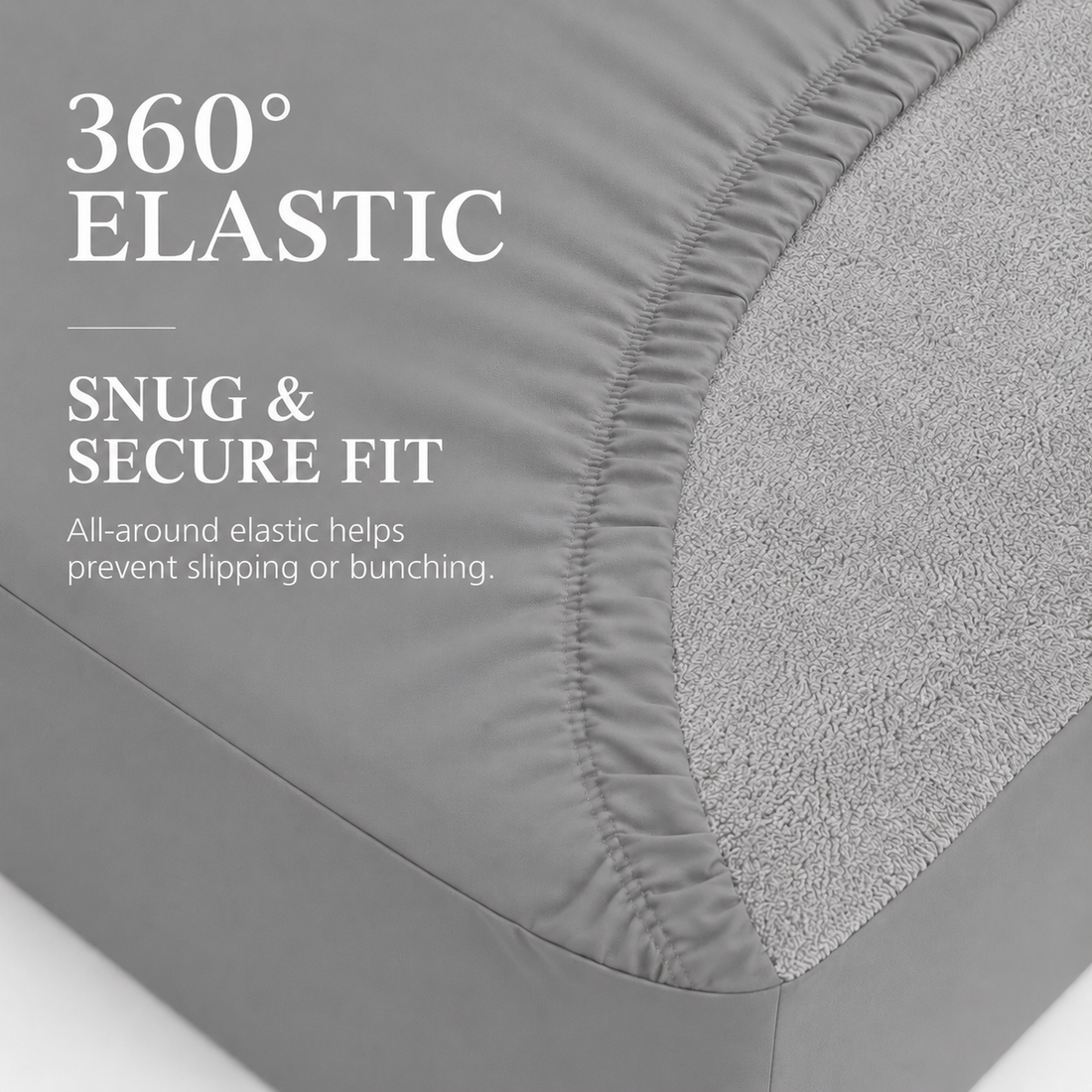 Water Proof Terry Cotton Feel Mattress Protector | Silver Grey | Machine Washable | Super Soft | Fits Mattress Upto 10 inches