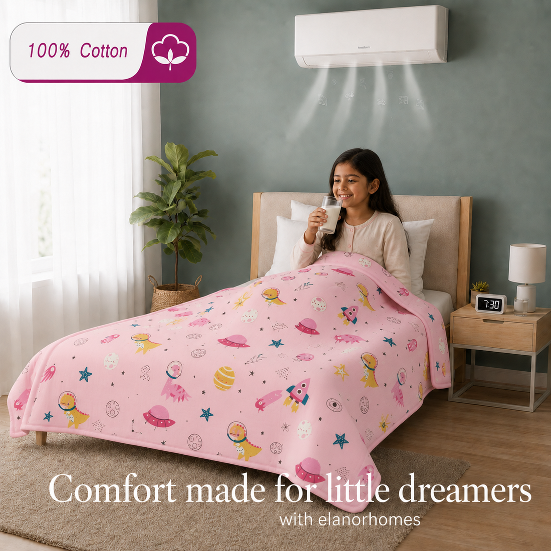 Hand Block Printed Gulabi Galaxy Cotton Dohar | 60x90 Lightweight Quilt