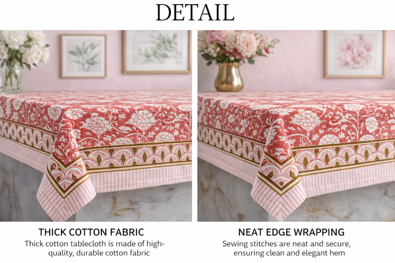 Gulnaar Hand Block Printed Cotton Table Cover I 6 Seater