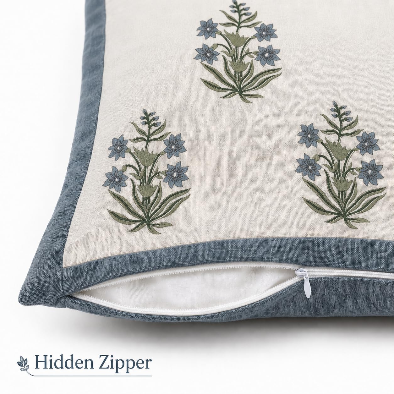 Gulnaar Bloom Cushion Covers 16x16 Inches Pack of 5 | Jaipuri Hand Block Print Cotton Pillow Covers | Soft 300 TC Decorative Throw Cushion Cover Set