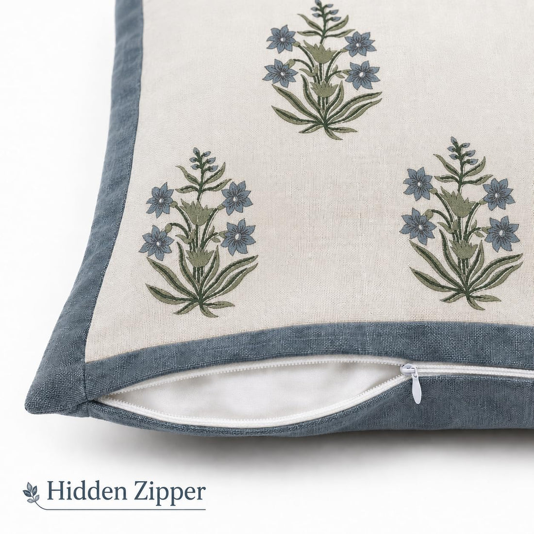 Gulnaar Bloom Cushion Covers 16x16 Inches Pack of 5 | Jaipuri Hand Block Print Cotton Pillow Covers | Soft 300 TC Decorative Throw Cushion Cover Set