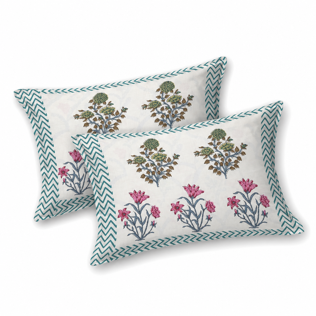 Gulshan Bagh Hand Block Printed Cotton Super King Bedsheet Set | 108×108 | 240 TC