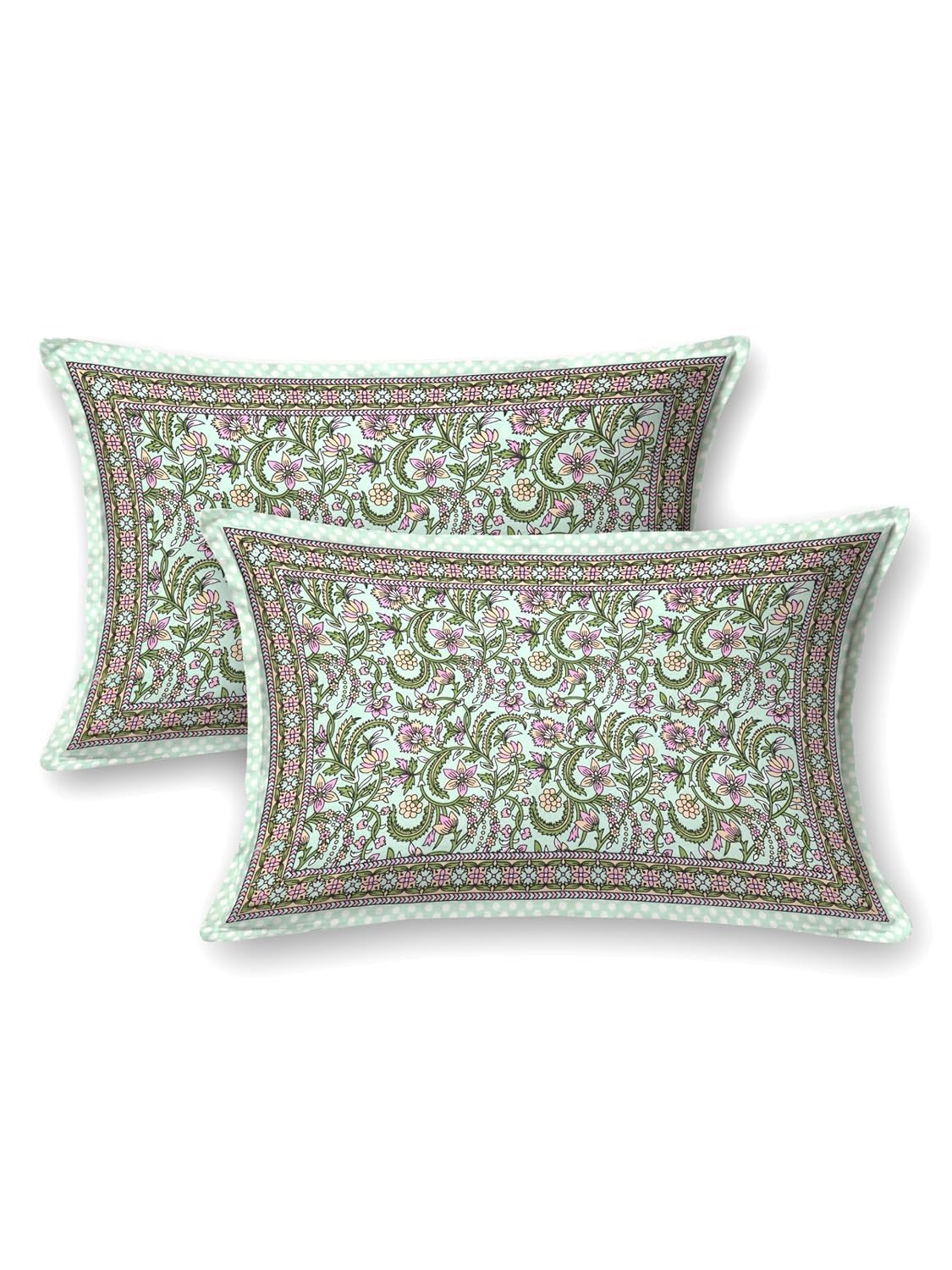Jharokha Fulwari Jaal Hand Block Printed Cotton King Bedsheet Set | 90x108 | 240 TC