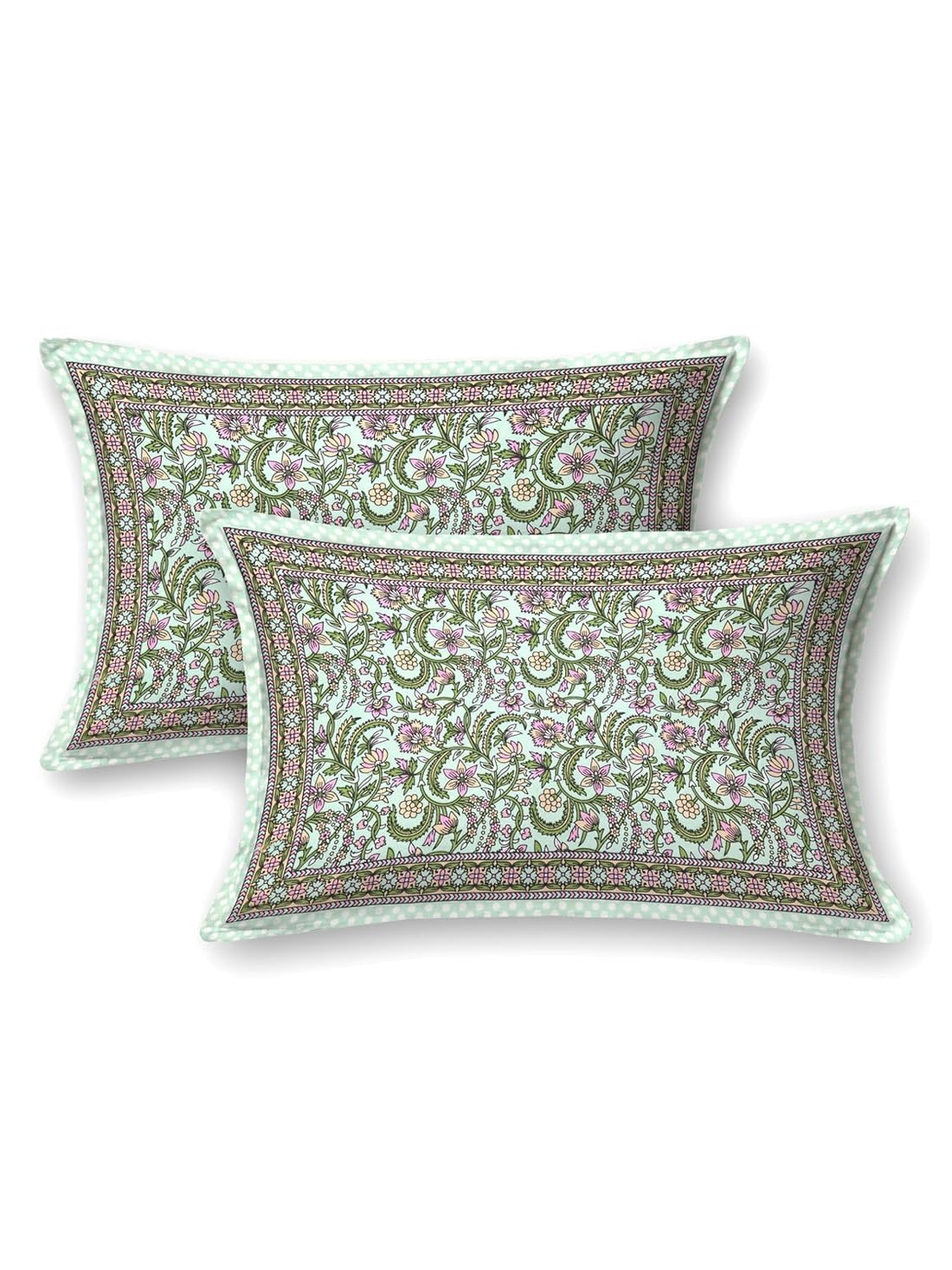 Jharokha Fulwari Jaal Hand Block Printed Cotton King Bedsheet Set | 90x108 | 240 TC