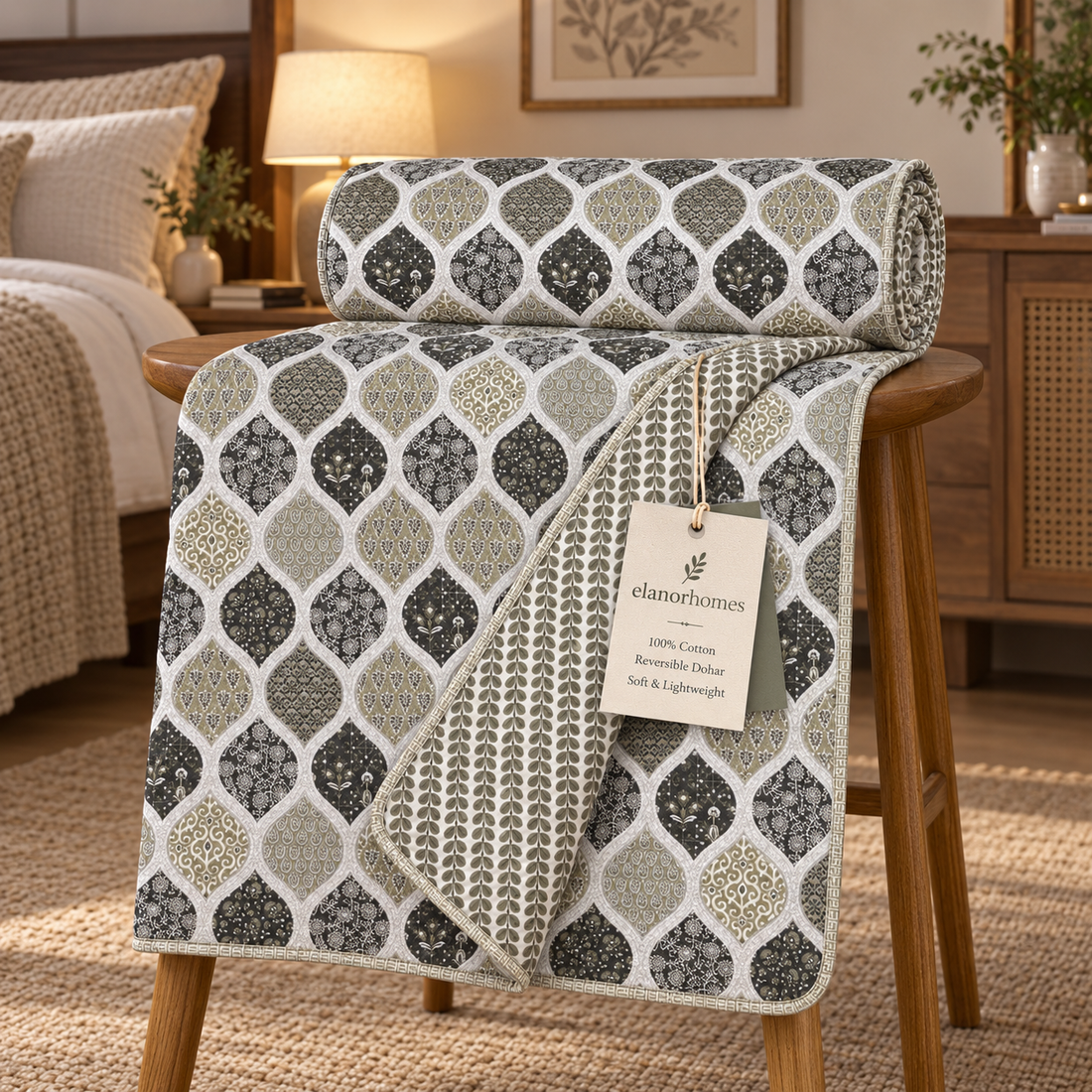 Hand Block Printed Jugal Cotton Dohar | 60x90 Lightweight Quilt