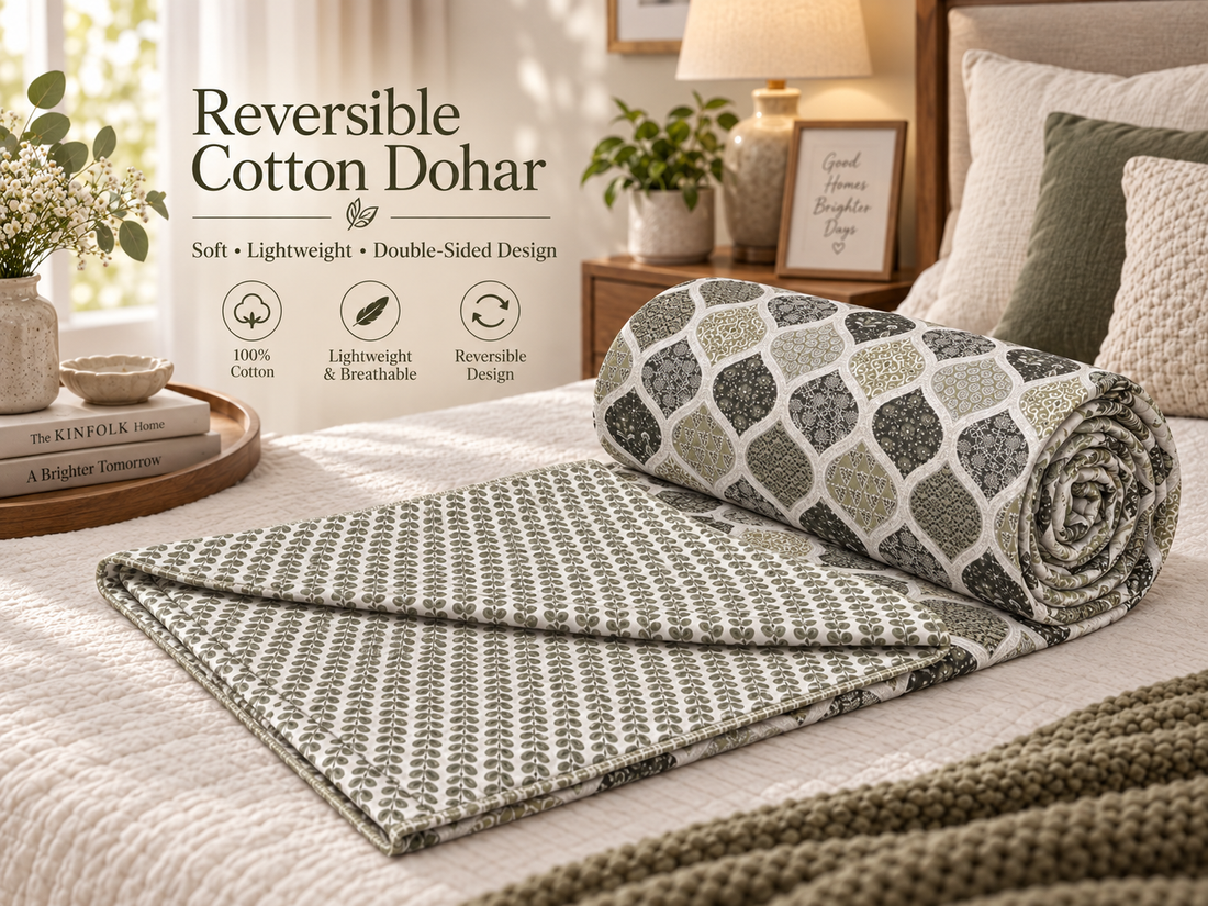 Hand Block Printed Jugal Cotton Dohar | 60x90 Lightweight Quilt