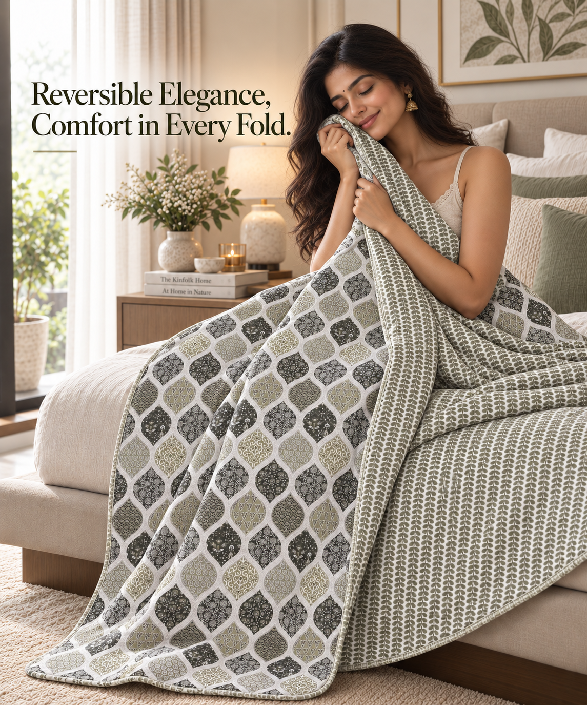 Hand Block Printed Jugal Cotton Dohar | 60x90 Lightweight Quilt
