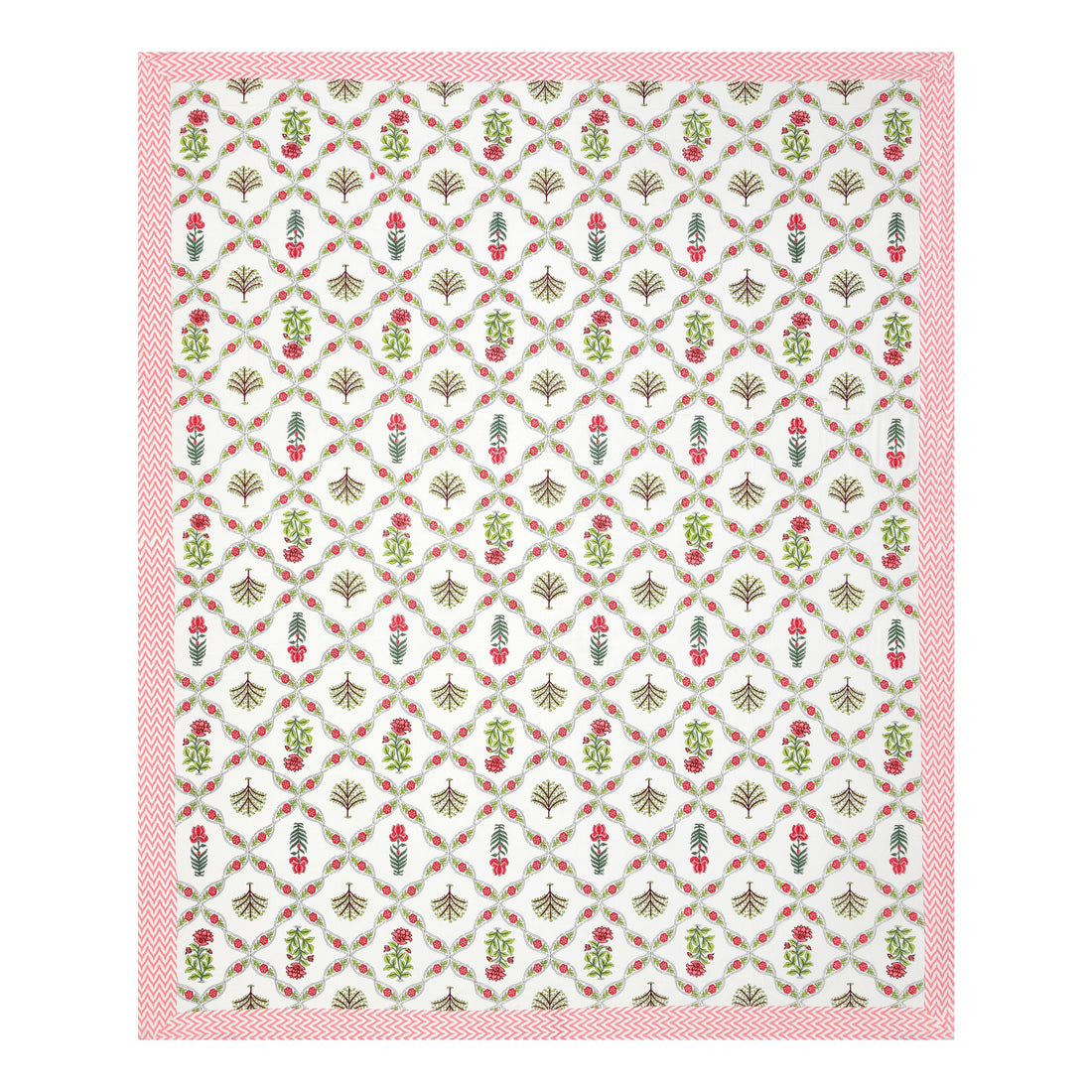 Rajasi Jaal Hand Block Printed Cotton King Bedsheet Set | 90×108 | 240 TC
