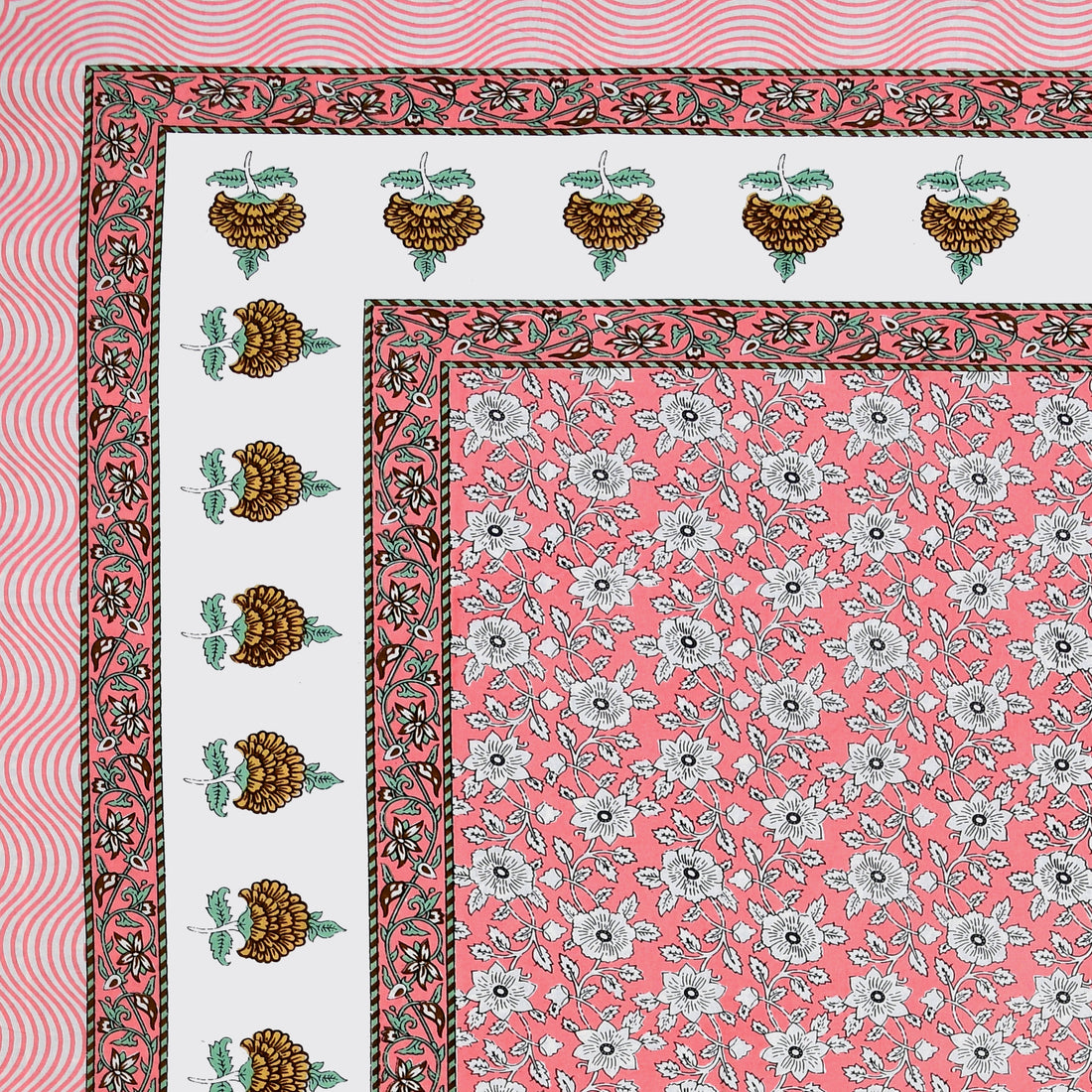 Gulabi Baagh Hand Block Printed Cotton King Bedsheet Set | 90×108 | 240 TC