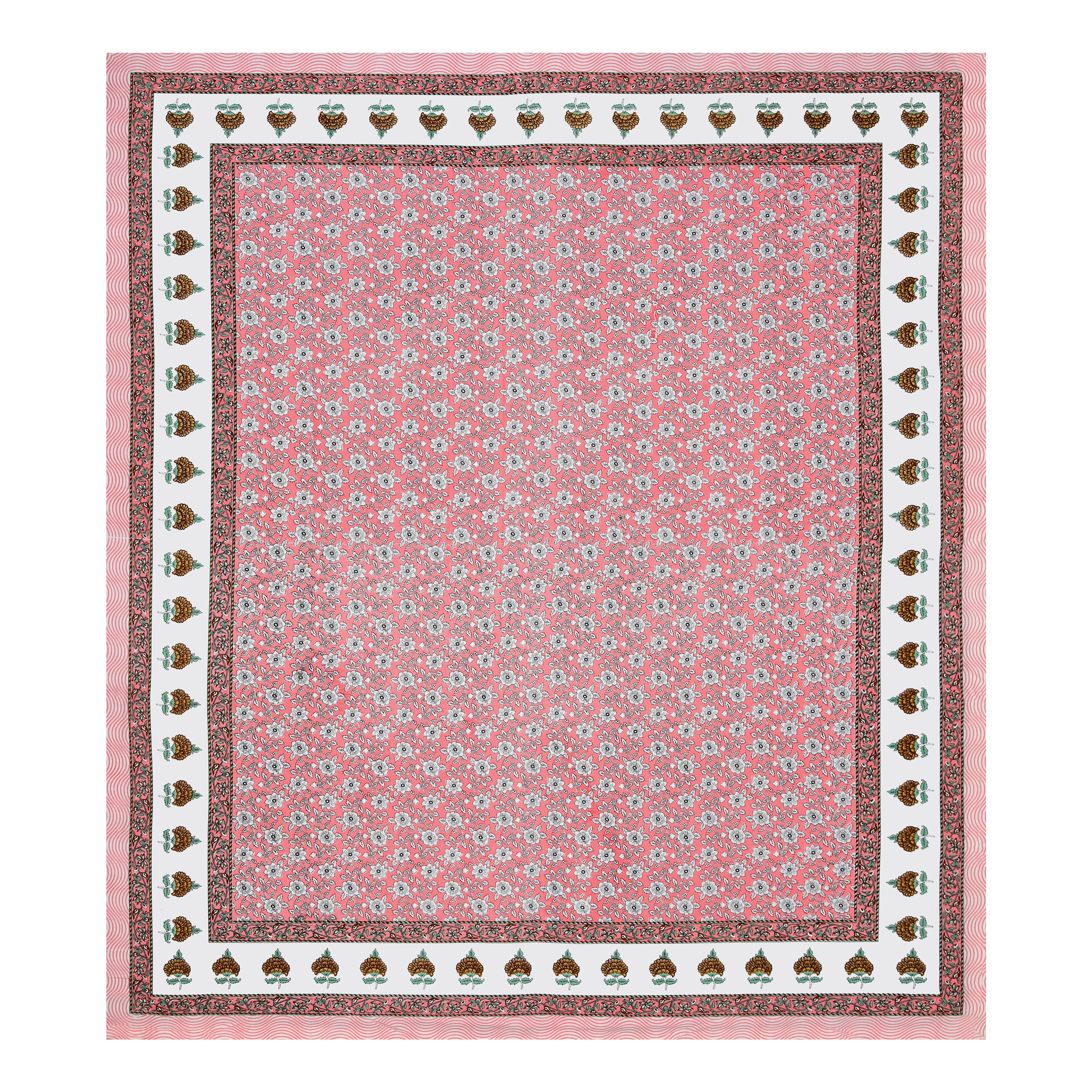 Gulabi Baagh Hand Block Printed Cotton King Bedsheet Set | 90×108 | 240 TC