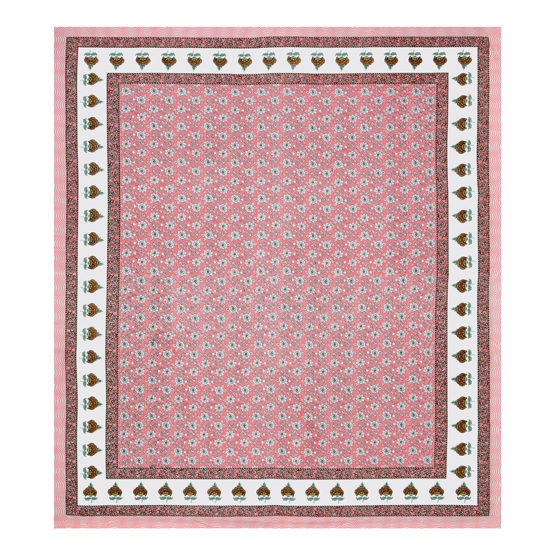 Gulabi Baagh Hand Block Printed Cotton King Bedsheet Set | 90×108 | 240 TC