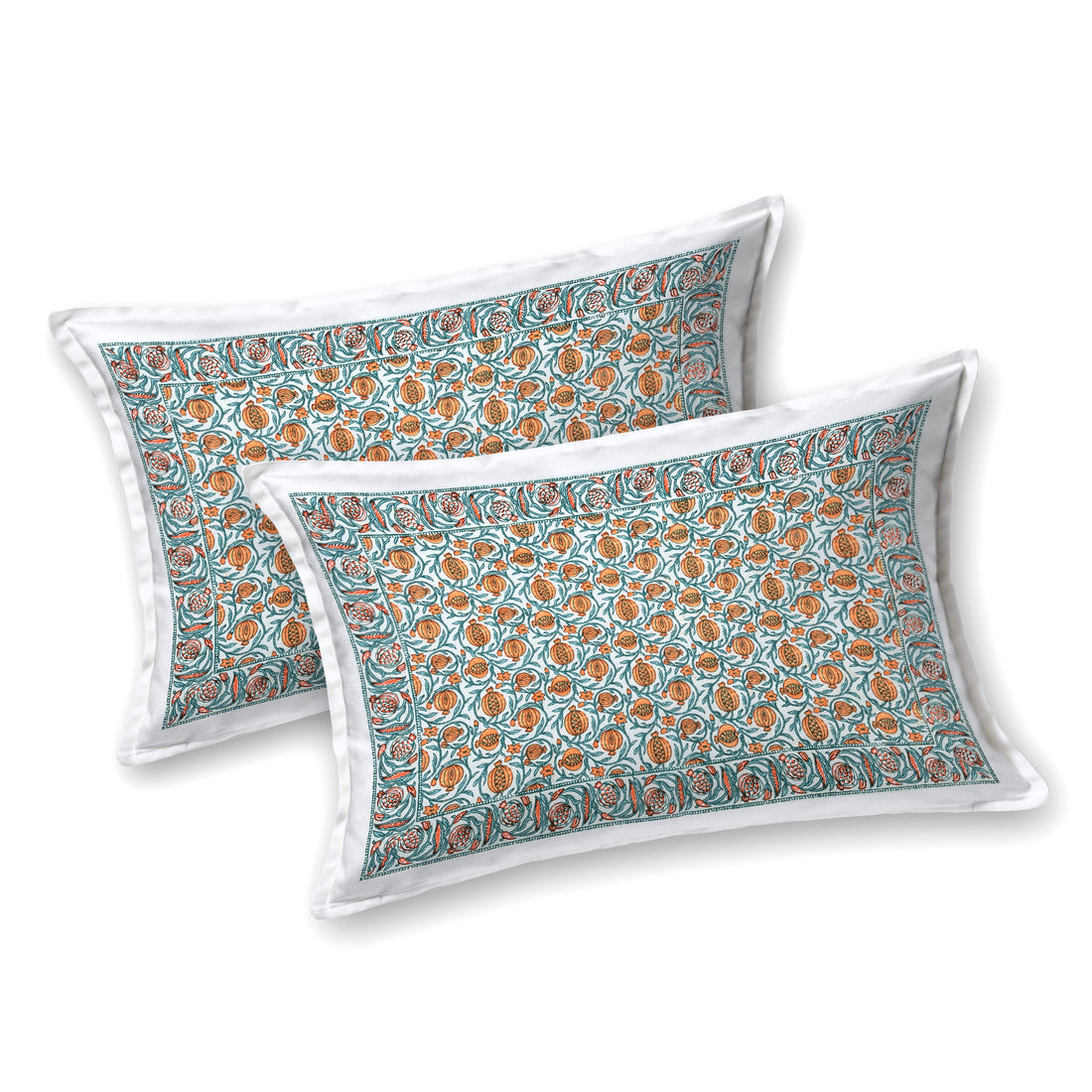 Narangi Buta Hand Block Printed Cotton King Bedsheet Set | 90×108 | 240 TC