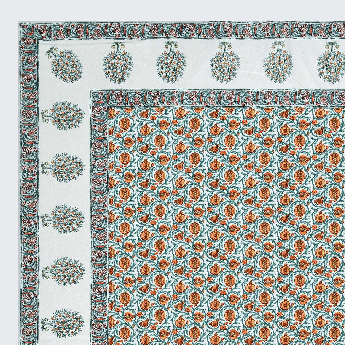 Narangi Buta Hand Block Printed Cotton King Bedsheet Set | 90×108 | 240 TC