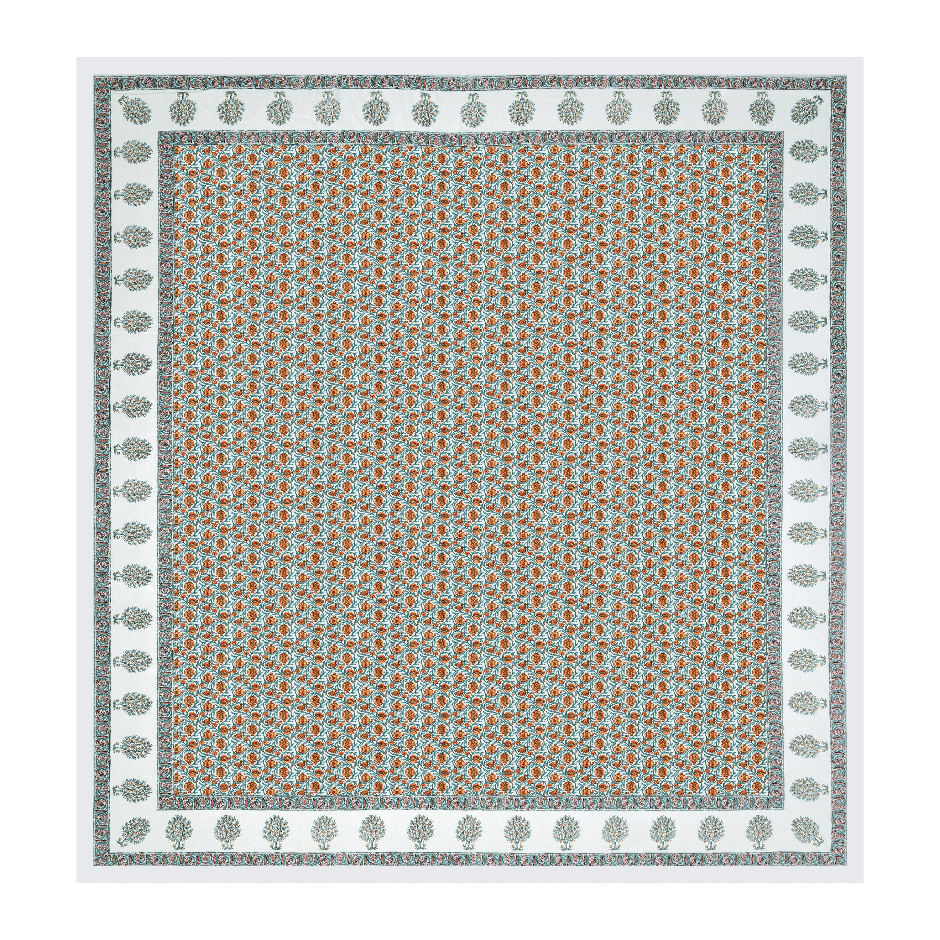 Narangi Buta Hand Block Printed Cotton King Bedsheet Set | 90×108 | 240 TC