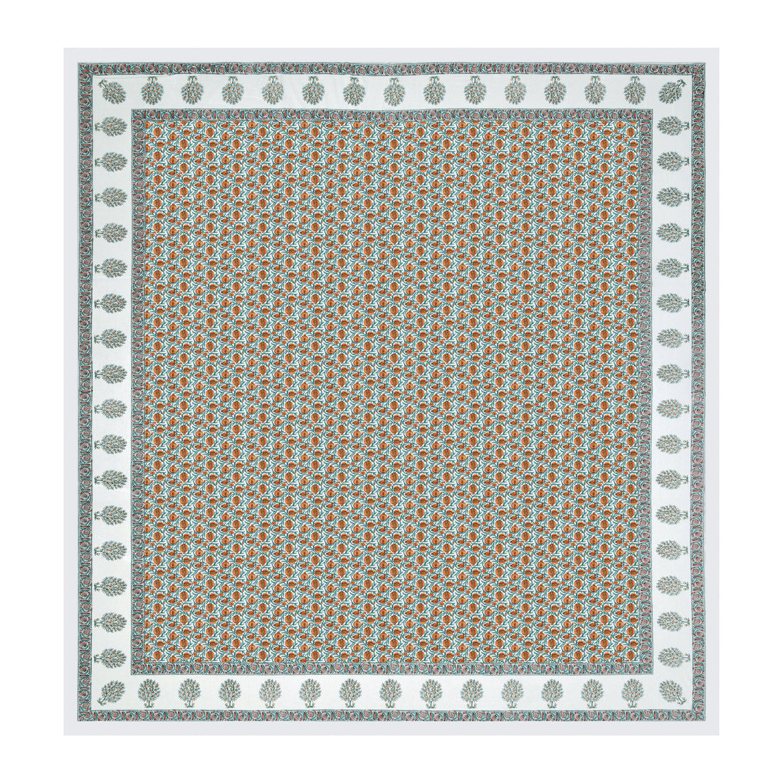 Narangi Buta Hand Block Printed Cotton King Bedsheet Set | 90×108 | 240 TC