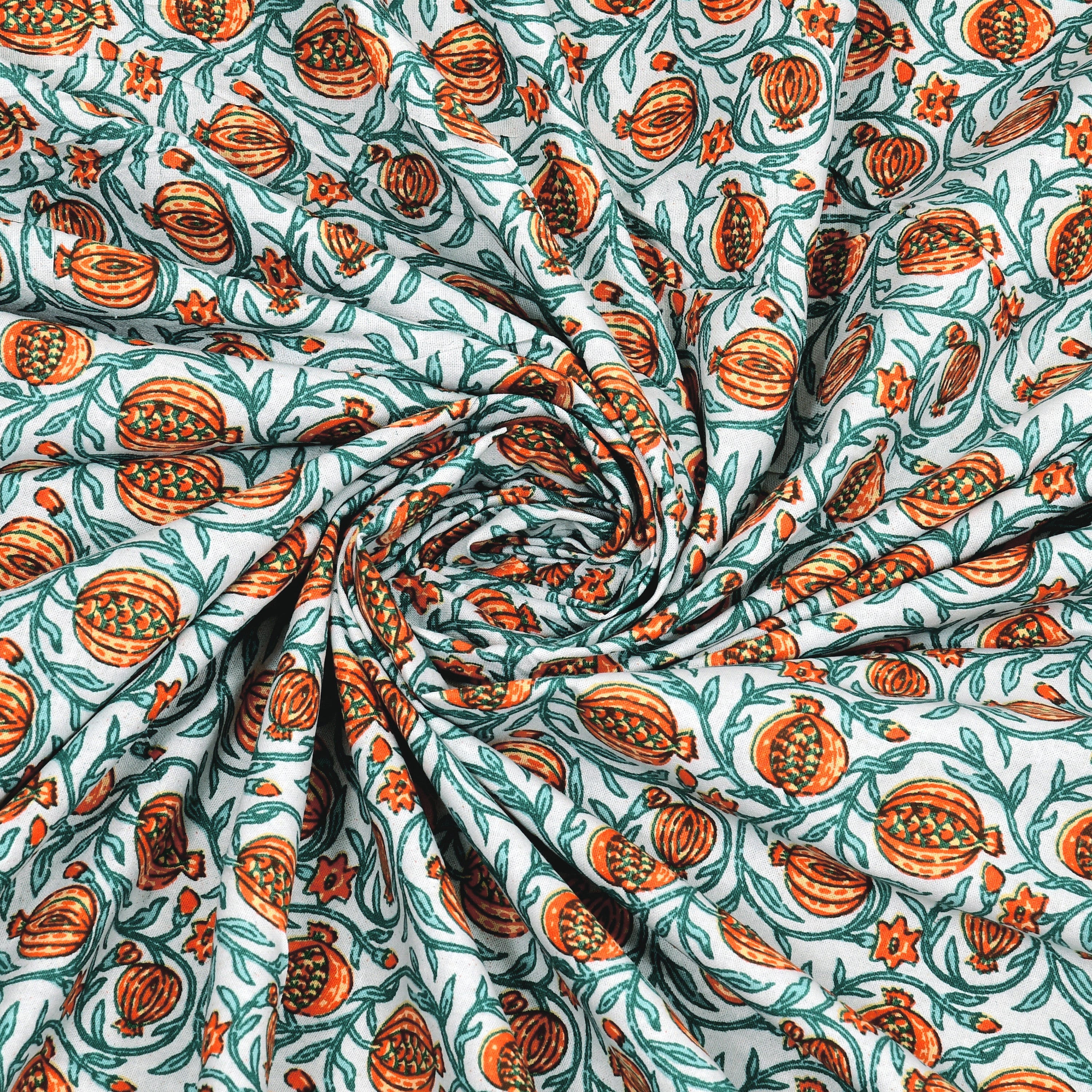 Narangi Buta Hand Block Printed Cotton King Bedsheet Set | 90×108 | 240 TC