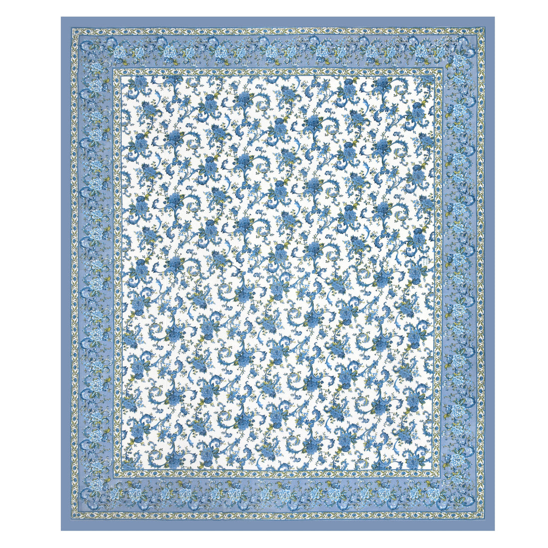 Aqua Jaal Hand Block Printed Cotton King Bedsheet Set | 90×108 | 240 TC