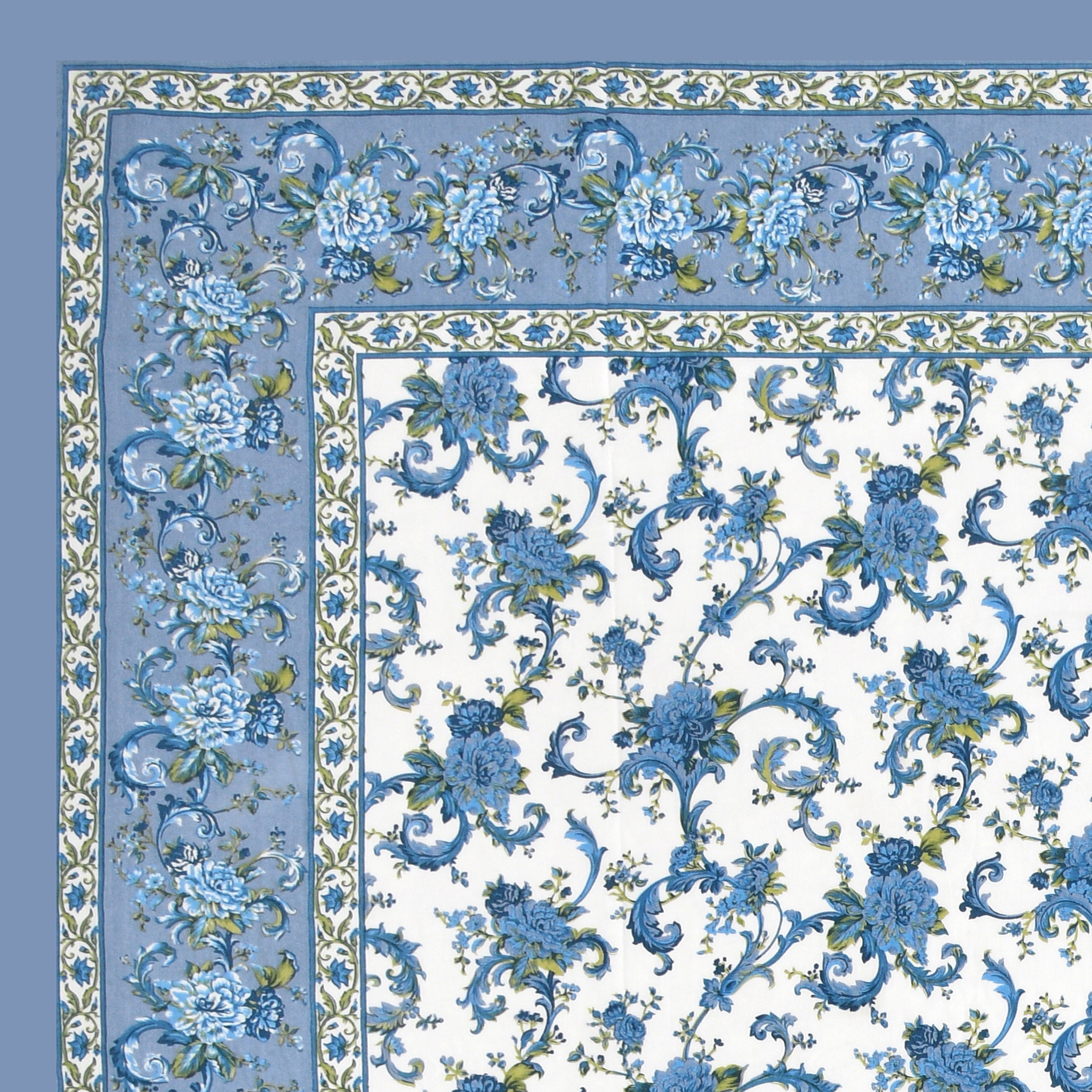 Aqua Jaal Hand Block Printed Cotton King Bedsheet Set | 90×108 | 240 TC