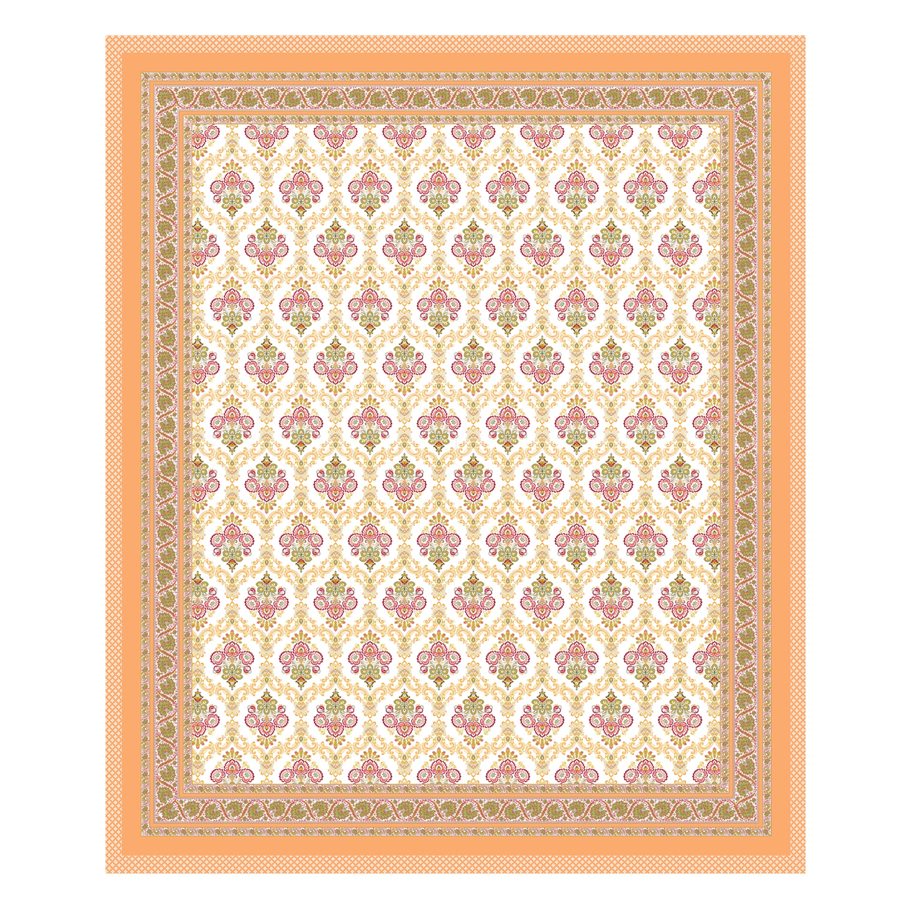 Saffron Pink Hand Block Printed Cotton King Bedsheet Set | 90×108 | 240 TC