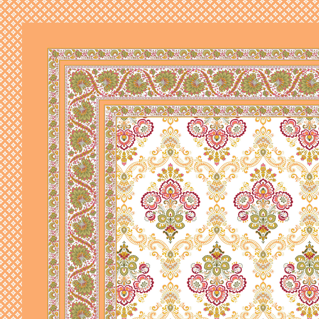 Saffron Pink Hand Block Printed Cotton King Bedsheet Set | 90×108 | 240 TC