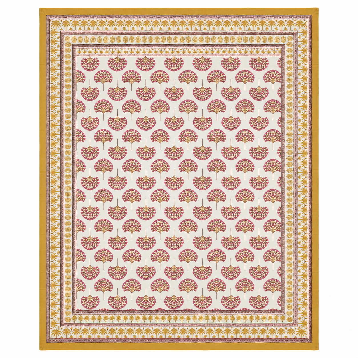 Kesari Bagh Hand Block Printed Cotton Super King Bedsheet Set | 108×108 | 240 TC