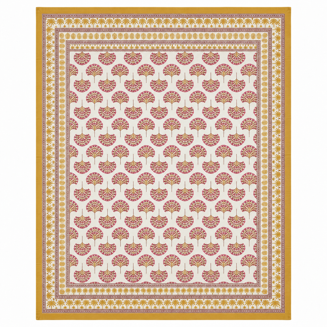 Kesari Bagh Hand Block Printed Cotton Super King Bedsheet Set | 108×108 | 240 TC