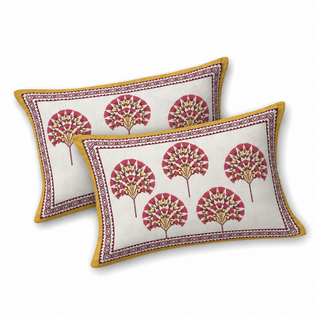 Kesari Bagh Hand Block Printed Cotton Super King Bedsheet Set | 108×108 | 240 TC