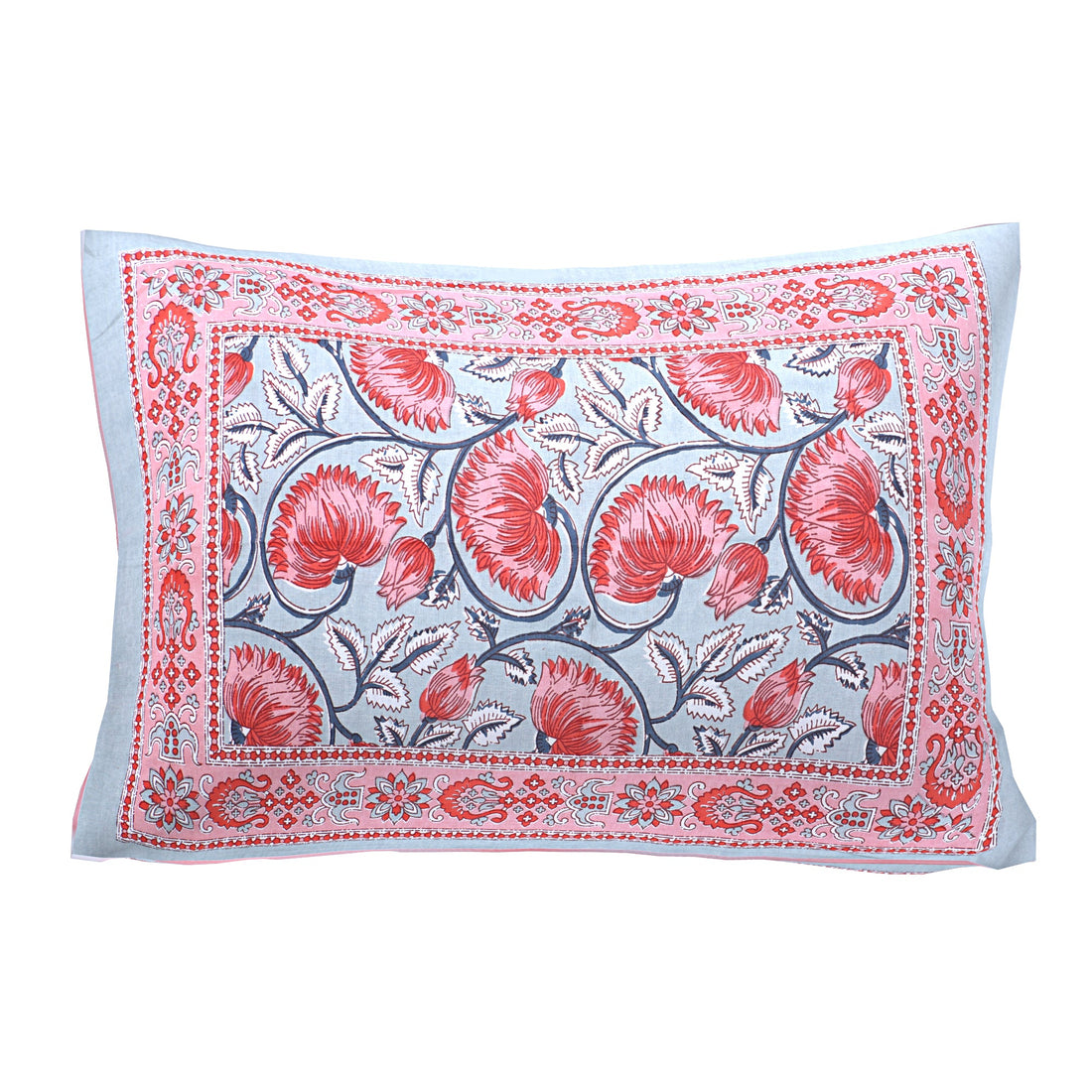 Lotus Hand Block Printed Cotton Single Bedsheet | 60x90 inches