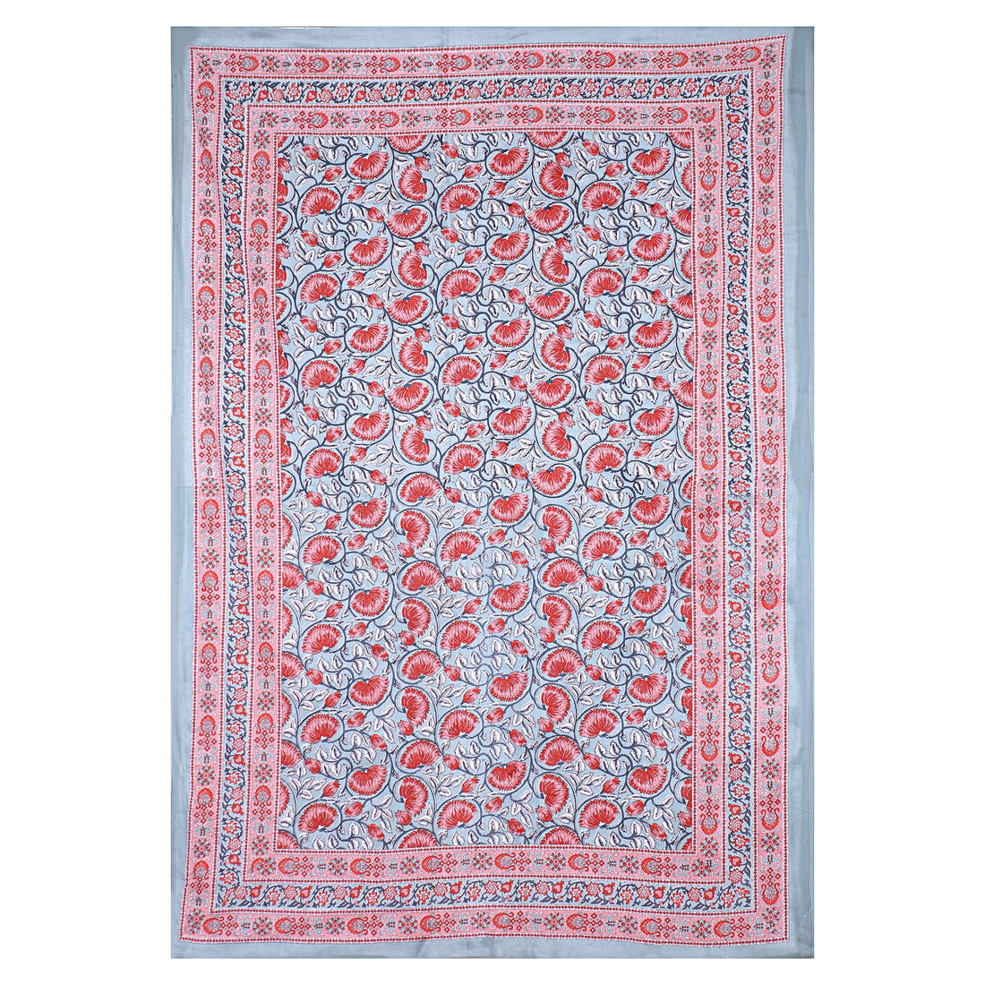 Lotus Hand Block Printed Cotton Single Bedsheet | 60x90 inches