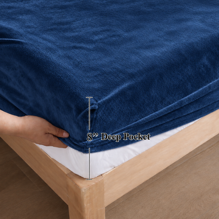 Midnight Warmth Flannel Elastic Fitted King Bedsheet (78×72×8 Inch) with 2 Pillow Covers (18×28 Inch) | Soft & Cozy Winter Bedding