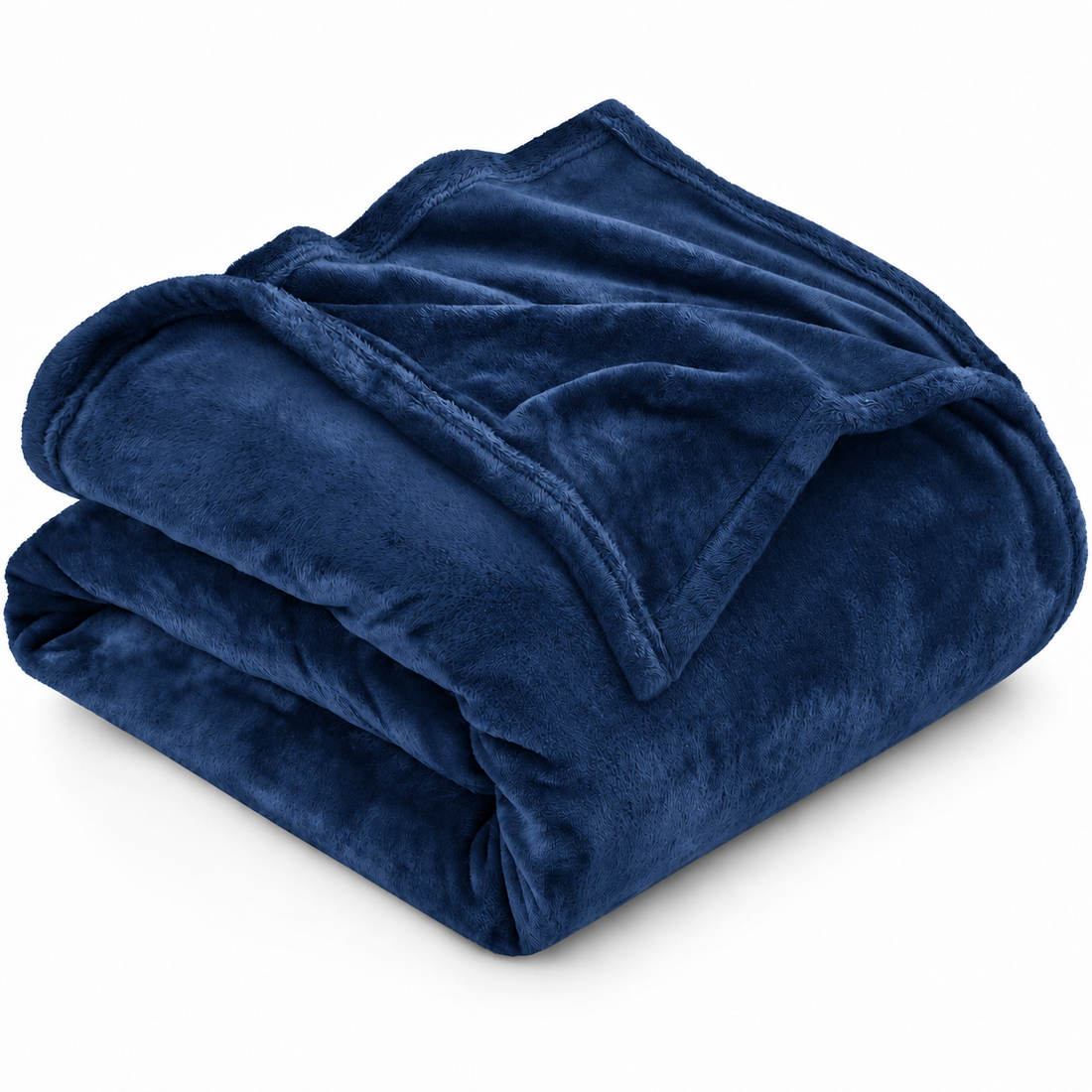Midnight Blue Embrace Flannel Solid Double Blanket, 220 Gsm, Warm Embrace