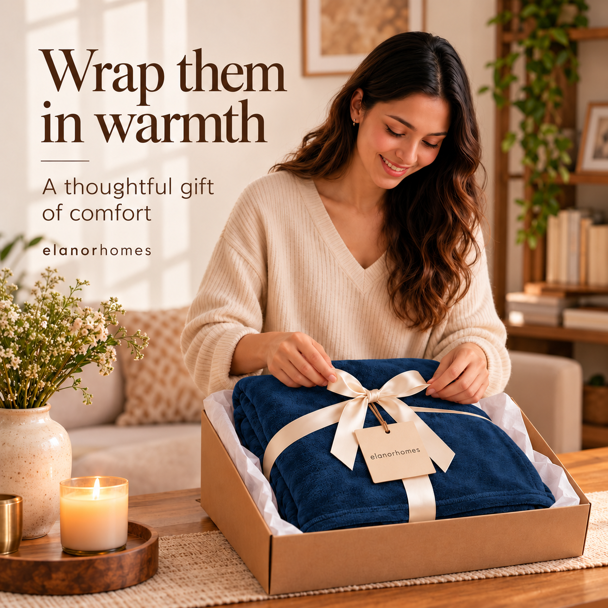 Midnight Blue Embrace Flannel Solid Double Blanket, 220 Gsm, Warm Embrace