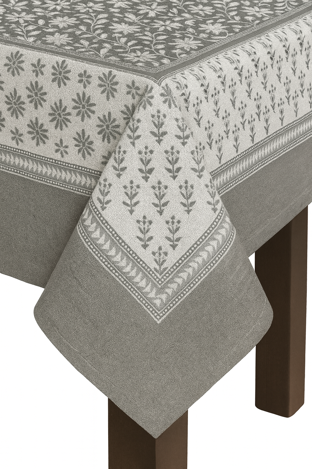 Moonlight Garden Hand Block Printed Cotton Table Cover I 6 Seater