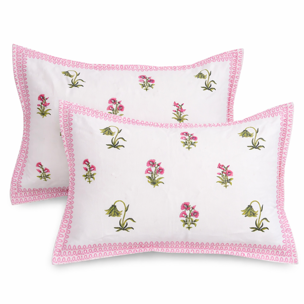 Muse In Bloom Hand Block Printed Cotton King Bedsheet Set | 90x108 | 240 TC